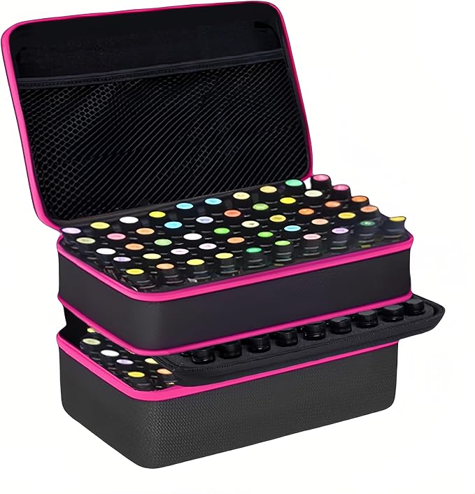 127 Slots Essential Oil Case Organizer, Fits 1ml-15ml Vials, Shockproof EVA Hard Shell Essential Oil Storage Carrying Bag for Travel and Home, Black & Purple