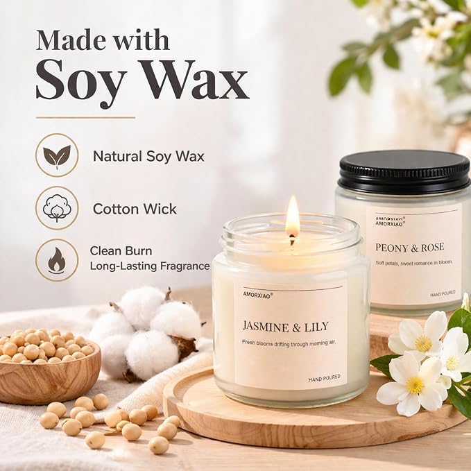 Scented Candles Gift Set, 8 Pack Soy Wax Candles for Women, Fresh Floral Summer Aromatherapy Scents for Home, Birthday, Thank You, Housewarming Gifts