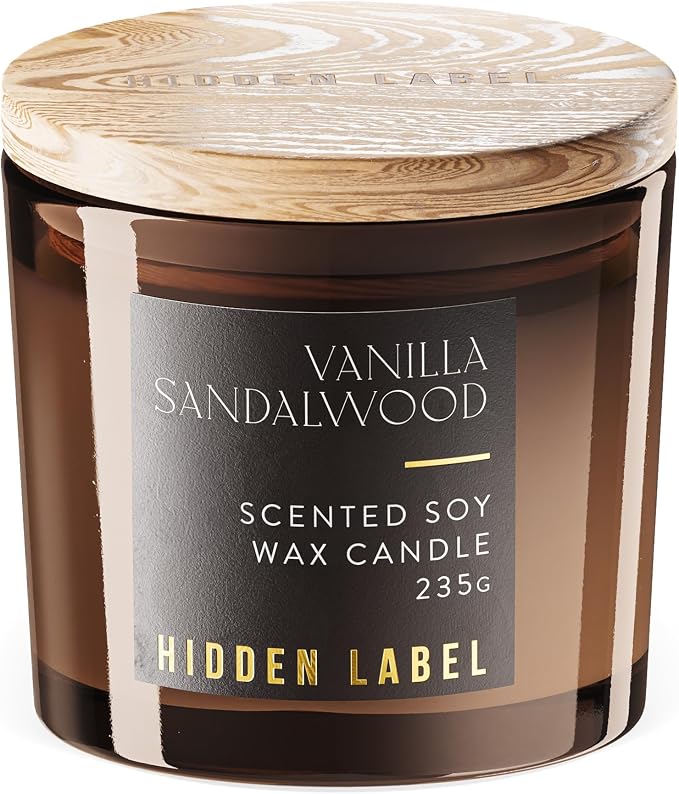 Vanilla Sandalwood Scented Candle, 8.3 oz Natural Candles Non Toxic with Wood Lids, 2 Wick Sented Candle for Home Scented, Gifts for Men&Women,Long-Lasting for Gifting | for Bedroom,Relaxing SPA