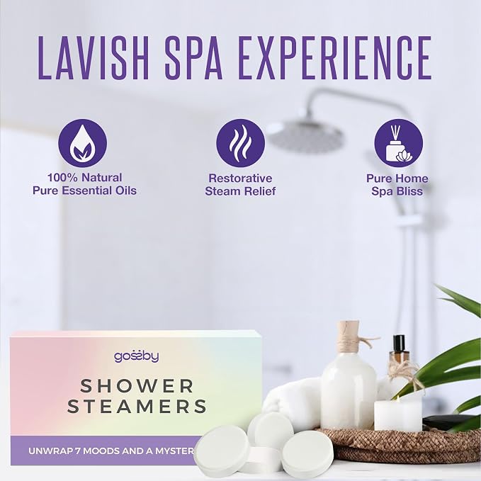 GOSSBY Shower Steamers Aromatherapy (8 Pcs) - Stress Relief Gift for Women Teen - Birthday, Thank You Gift for Coworker, Teachers Appreciation, Natural Essential Oils, Self Care Relaxation Home Spa