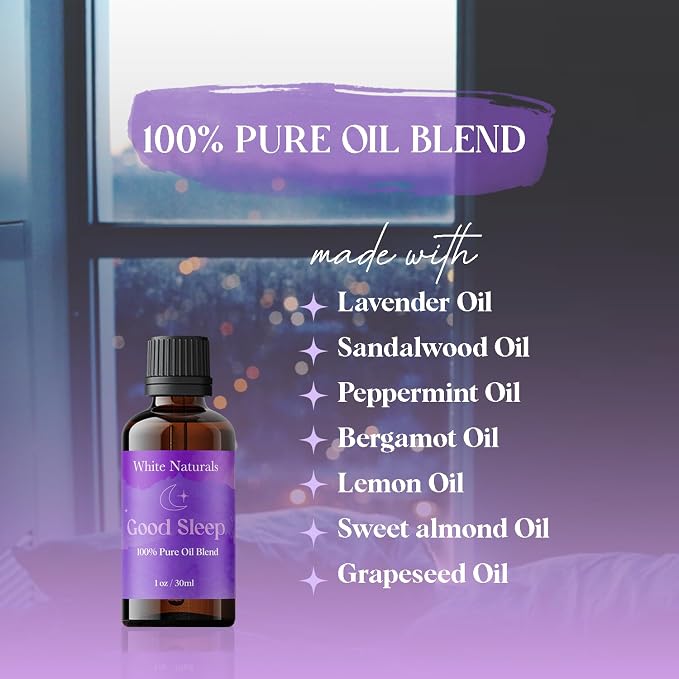 White Naturals Better Night Sleep Essential Oil Blend – Calming Aromatherapy Oil for Restful Nights & Relaxation, 100% Pure & Natural Essential Oils for Peaceful Sleep, 1oz
