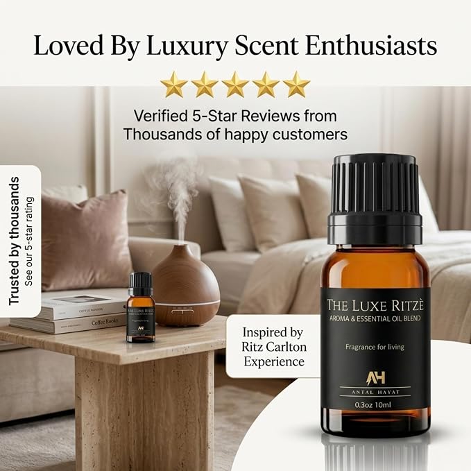 Hotel Diffuser Oil Inspired by The Ritz Carlton Hotel - Essential Oils for Humidifiers and Waterless Diffusers - Ritz Carlton Scent Diffuser Oil - Hotel Scents for Home - Glass Bottle & Dropper (10ml)