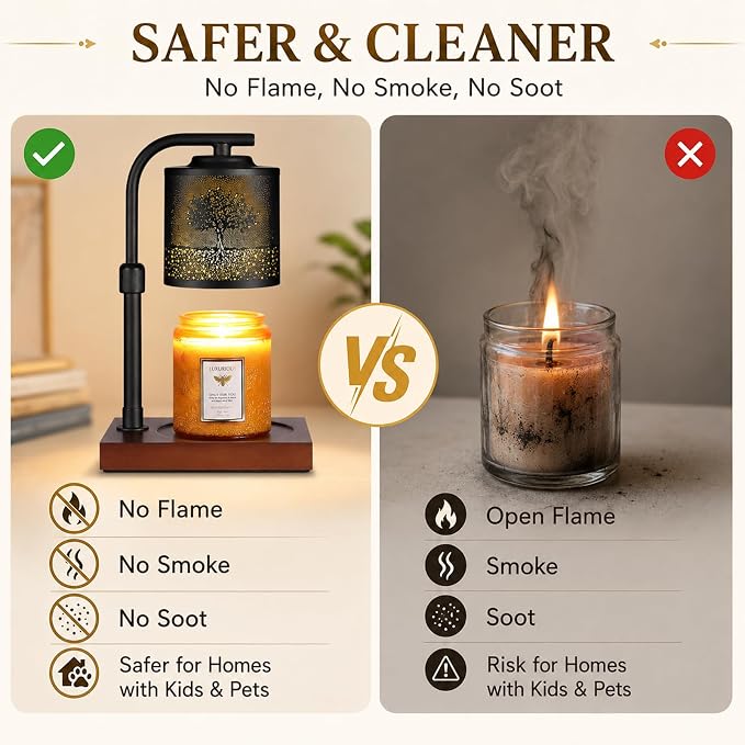 mocosa Candle Warmer Lamp with Adjustable Height Dimmable for New Home Decor Electric Candle Warmer for Jar Candles Birthday Gifts for Women Mom(Tree)