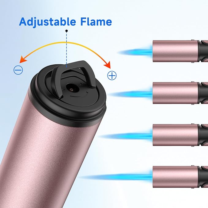 Torch Lighters Butane Lighter 2 Pack Windproof Adjustable Jet Flame Torch Lighter, Butane Refillable Gas Torch Lighter for Candles Grill BBQ Fireplaces Camping ((Not Prefilled)