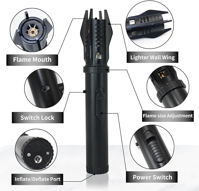 Torch Lighter, Bright Fire Lighter with Safety Lock and Adjustable Red/Blue Flame, Refillable Butane Gas Windproof Jet Flame Cool Lighters, for Candles Campfires BBQ Baking, Camping, Gift