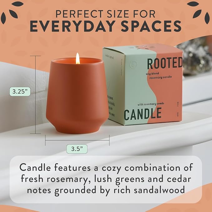 Modern Sprout Soy Candle Planter - Grows Rosemary - Cucumber Scent - 2-Pack | 2 in 1 - Soy Candles -6 oz w/42-hr burn each - cucumber scent - ceramic vessel reuses as a planter for non-GMO rosemary seeds
