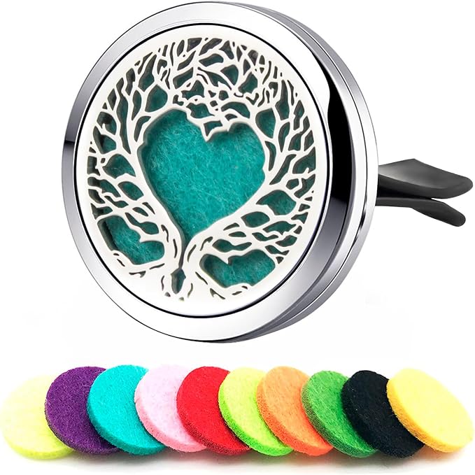 Tree Car Diffuser Compatible with Any Essential Oil Vent for Car Accessories,10 Felt Pads, Leak-Proof Car Air Freshener Gift Set