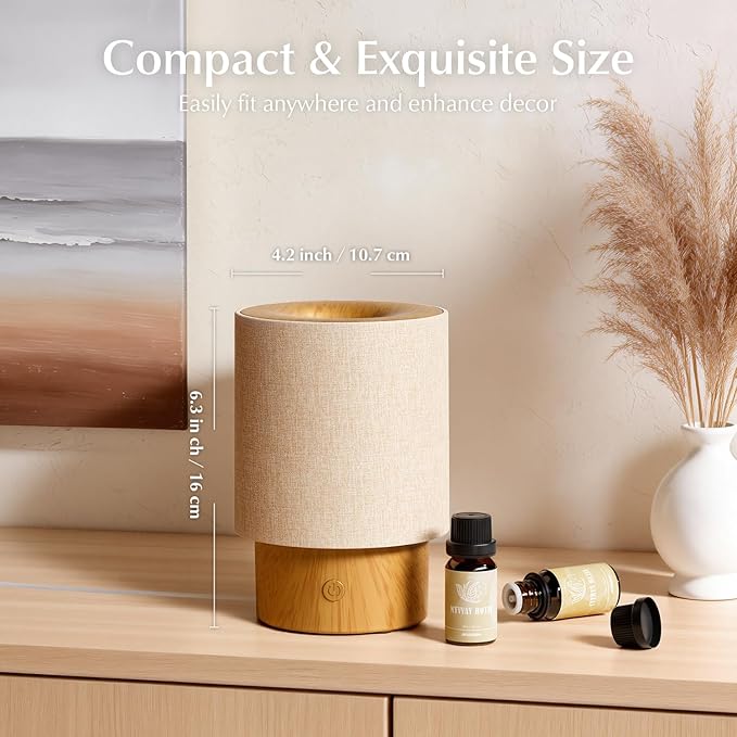 ARVIDSSON Essential Oil Diffuser with Fabric Cover, 100ml Aromatherapy Diffuser for Home, Ultrasonic Diffuser with Night Lamp and Auto Shut-Off, Scent Oil Diffusers for Bedroom