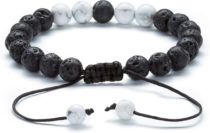 Men Women 8mm Lava Rock Aromatherapy Anxiety Essential Oil Diffuser Bracelet Braided Rope Natural Stone Yoga Gifts Beads Bracelet Bangle-21017