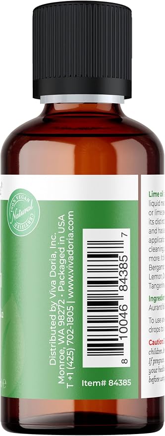Viva Doria Lime Essential Oil, 100% Pure, Natural, Mexican Lime Essential Oil, Undiluted, for Aromatherapy | Food Grade, 30 mL (1 Fluid Ounce)
