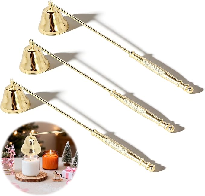 3pcs Candle Snuffer, Bell Shaped Iron Plating Long Handle with Non-Slip Grip Candle Extinguisher, Candle Snuffer for Safely Extinguishing Wick