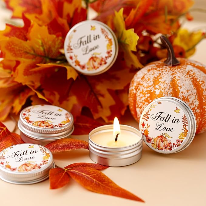 MTLEE 50 Pcs Wedding Candles Gift Favors for Guests 1 Oz Lavender Scented Soy Wax Aromatherapy Candle Favors for Bridal Shower Rustic Wedding Party Guests (Fall in Love)
