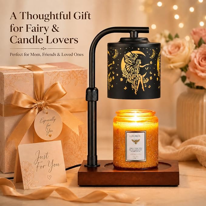 Candle Warmer Lamp with Adjustable Height Dimmable for New Home Decor Electric Candle Warmer for Jar Candles Birthday Gifts for Women Mom(Moon)