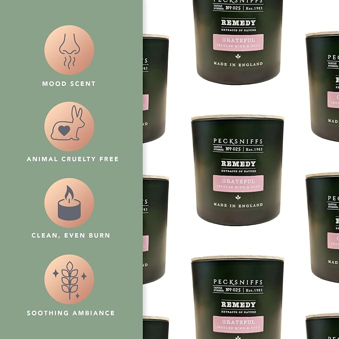Pecksniff’s Aromatherapy Grateful Candle 3 Wick 19.4 oz/550 g, Honey Aloe Fragrance, Long Lasting Luxury Glass Candle for Relaxation, Home and Gifts