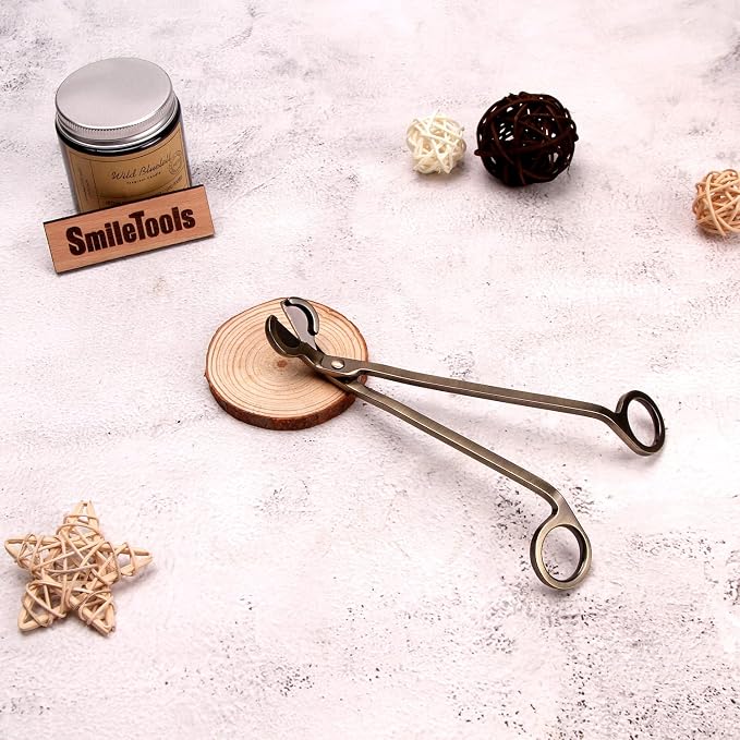 Candle Wick Trimmer, Wick Cutter with Sharp Angled Blades Candle Scissors for Candle Care, Brushed Stainless Steel in Elegant Bronze Fishing, Sturdy Antique Wick Trimmer
