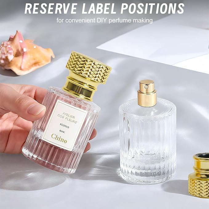 Perfume Bottle Atomizer 30ML Refillable Fine Mist Spray Bottles, Empty Glass Essential Oil Container for Travel, Handbag or Date, With Storage Bag & Funnels(Modern)