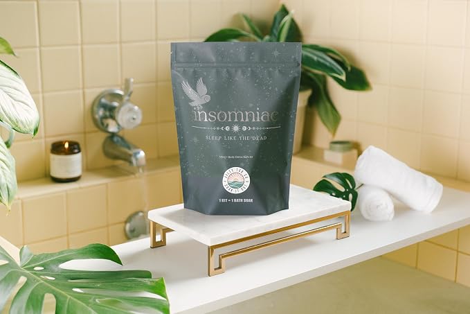 Insomniac Sleep Bath Kit – Nighttime Detox Soak with Magnesium Salts, Essential Oils, Bath Bomb and More, Luxury Bath Experience, Single Use – Sleep Support & Relaxation Ritual by Salty Tub