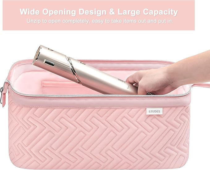 Leudes Hair Tools Travel Bag for Shark Flexstyle Carrying Case Portable Shark Hair Air Wrap Dryer Case Waterproof Dustproof Flat Curling Iron Travel Organizer (Pink)