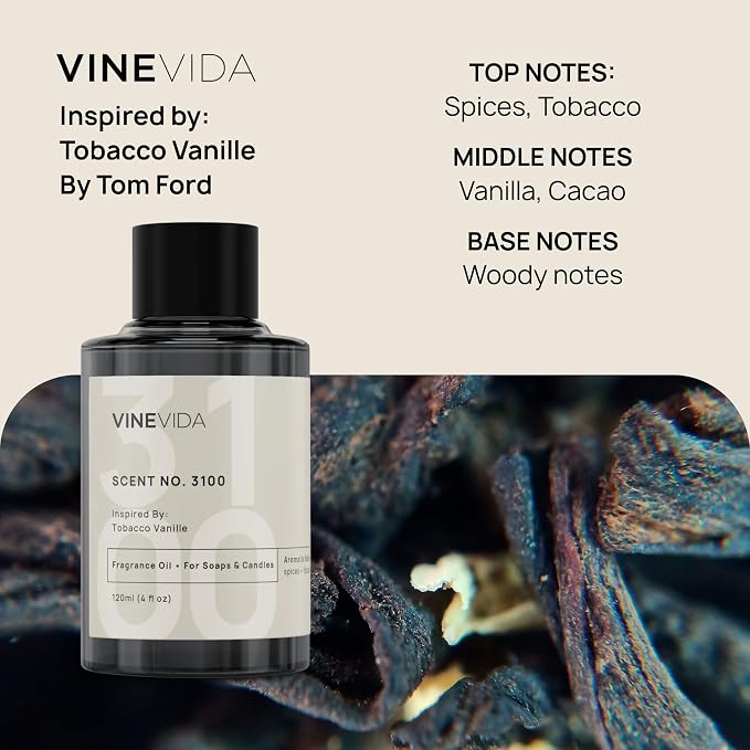 VINEVIDA Prime Reed Diffuser for Home & Bathroom | Long-Lasting Scent Sticks Set | Oil Stick Diffuser | Bathroom Scent - Room Fragrance No. 3100 - Inspired by: Tobacco and Vanilla