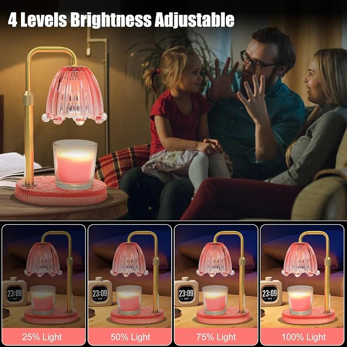 Candle Warmer Lamp with Timer - Electric Wax Melt Warmer with Adjustable Height and Dimmer for Scented Candle Wax, Home Fragrance Décor and House Warming Birthday Gifts for Women Mom