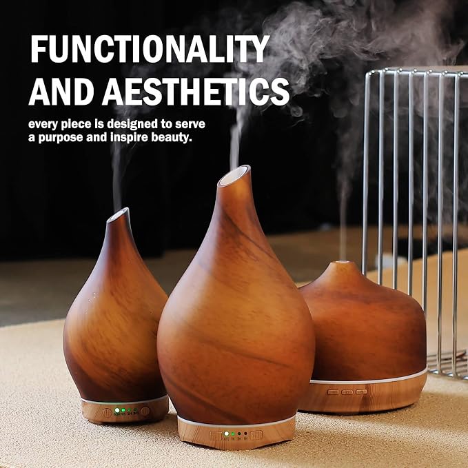 Porseme 280ml Essential Oil Diffuser Glass Color Changing Aroma Air Diffusers Aromatherapy Ultrasonic Cool Mist Humidifier 7 Running Hours Waterless Auto-Off for Sleeping Yoga Office Spa(Caramel)