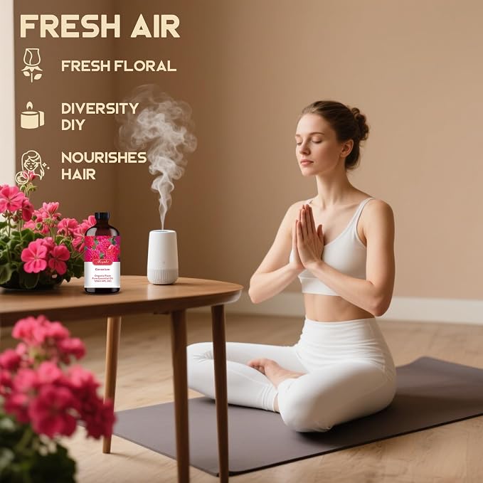 Geranium Essential Oi, Geranium Oil for Skin Care, Diffuser, Humidifier, Massage, DIY Soap, Candle, Yoga, Gift Ready,Geranium Fragrance Oil - MLYNKL Essential Oils (4.33 fl oz / 130ml)