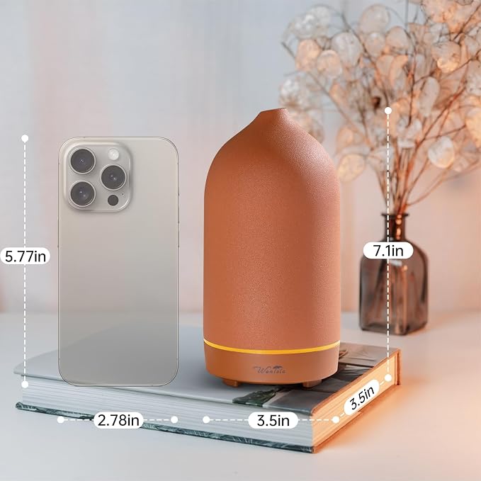 Essential Oil Diffuser,120ml Aromatherapy Ceramic Diffusers with Auto Shut Off Function for Home Office Room(Terracotta)