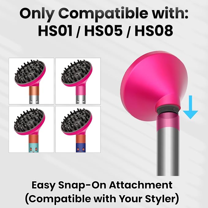 Upgraded Large Diffuser Attachment for Dyson Airwrap Styler HS01/HS05/HS08 - Converts to Hair Dryer, Fast Drying Wave & Curly & Thick, Heat Resistant Nylon Fiber Nozzle Attachments (Rose)