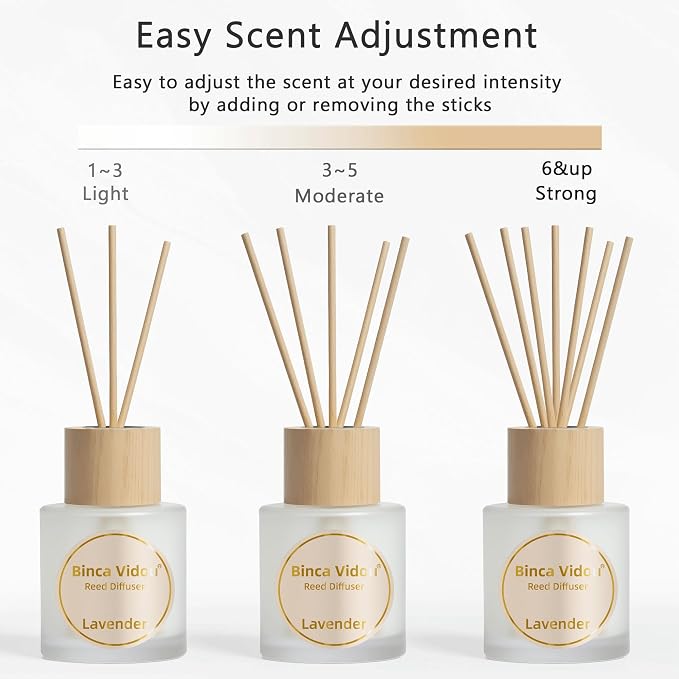 Reed Diffuser Set of 3, Binca Vidou Lavender, Jasmine & White Tea, Sage & Sea Salt Natural Scent Oil Diffusers with Sticks for Home Office Bathroom Aromatherapy Decor 1.69oz x 3