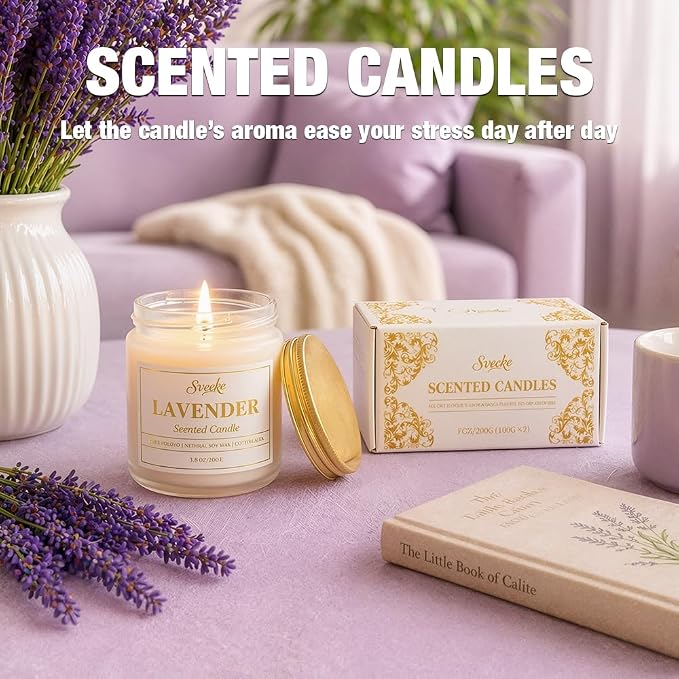 Home Scented Candles Set, 7 oz 2 Pack Soy Wax Candles, Aromatherapy Candle Gift for Women and Men, Decorative Candles for Bedroom Living Room