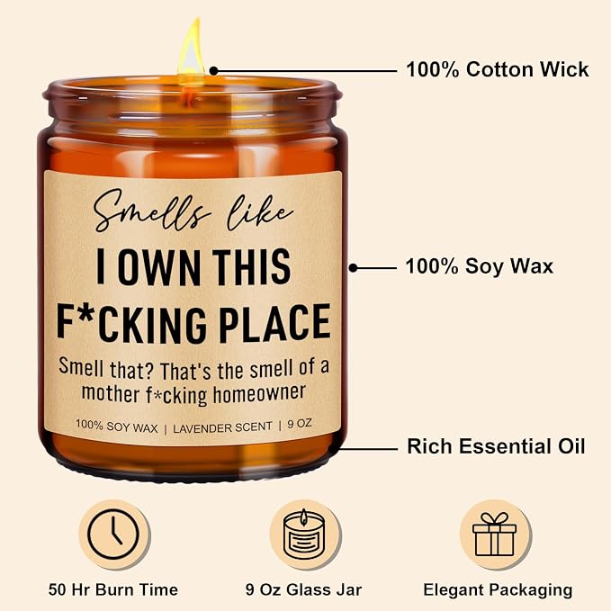 Younift Funny Scented Candle, House Warming Gifts New Home, Housewarming Gifts for Women, Men, Couple, New Homeowner - First Apartment Essentials - Closing Presents for Home Buyers - 9 oz