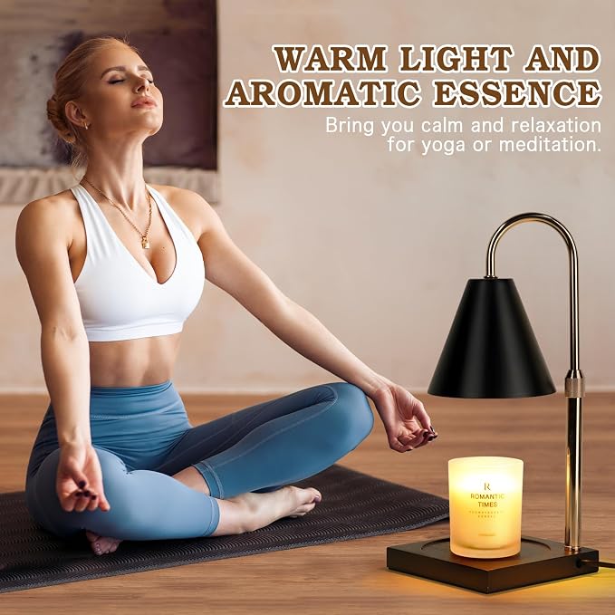 Candle Warmer Lamp with Timer Dimmer, Electric Candle Lamp Warmer for Bedroom Decor, Mothers Day Birthday Gifts for Women Mom, Height Adjustable Metal Candle Lamp, House Warming Gifts, Black