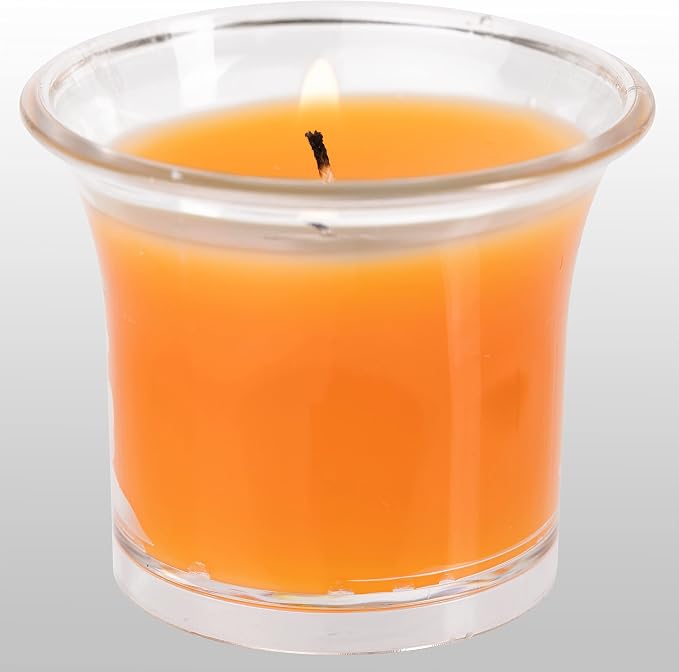 HYOOLA Clear Cup Scented Votive Candles - Winter Orange - 12 Hour Burn Time - 4 Pack - European Made