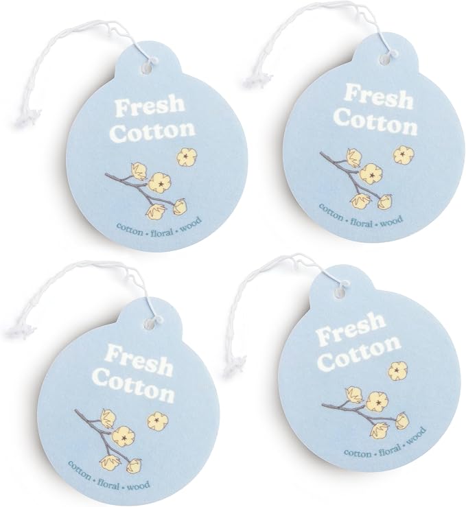 Happy Wax Fresh Cotton Car Charms 4-Pack - Scent Notes: Cotton, Floral and Wood