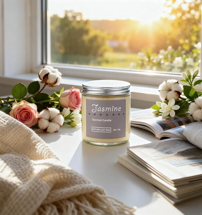 Scented Candle Gift Set, 4 Pack 25oz Soy Wax Candles, 200 Hour Burn Time, Long Lasting Aromatherapy Candles for Home Fragrance, Ideal Gift for Women and Men – Lavender, Jasmine, Rose, Vanilla