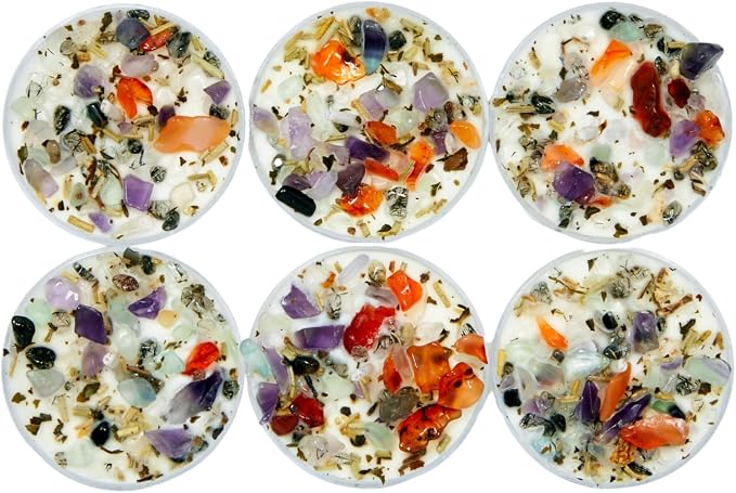 Creative Magic Candles by New Moon Beginnings - Focus, Creativity, & Concentration - Herb & Crystal Candles - Soy Aromatherapy Candle - Set of 6 Tealights