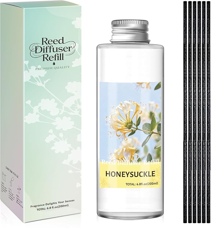 SCENTORINI Reed Diffuser Oil Refill, Honeysuckle Diffuser Oil 6.76 Fl Oz, Natural Scented Essential Oil Refill Long Lasting Summer Home Fragrance for Room Spa Aromatherapy Bathroom Home Decor