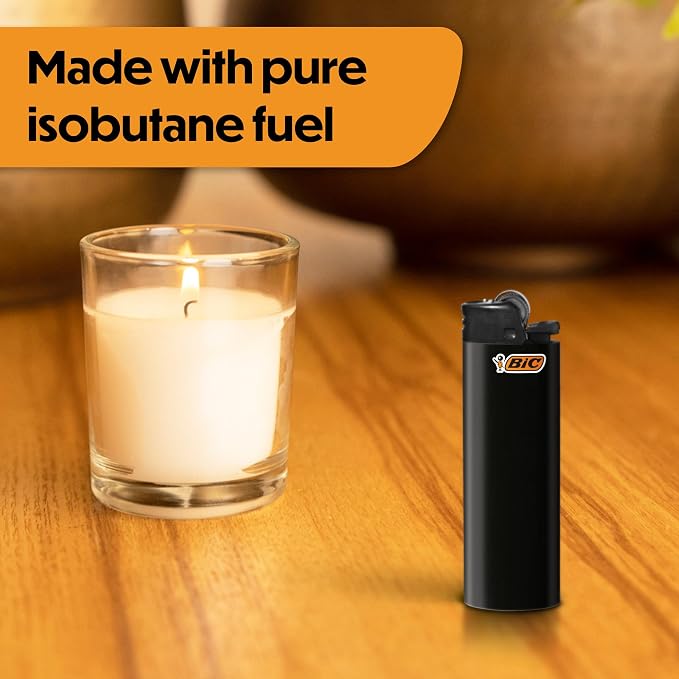BIC Maxi Pocket Lighters, Safe and Reliable, Long-Lasting Pocket Lighters for Everyday Use, All-Black, 8-Pack