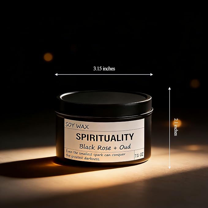 Crystal Energy Candle, Spiritual Candles for Women, Spark Conquer Darkness, Black Rose & Oud Candles, Emotional Support, Encouragement, Perfect Self-Care and Inspirational Affirmation Gift
