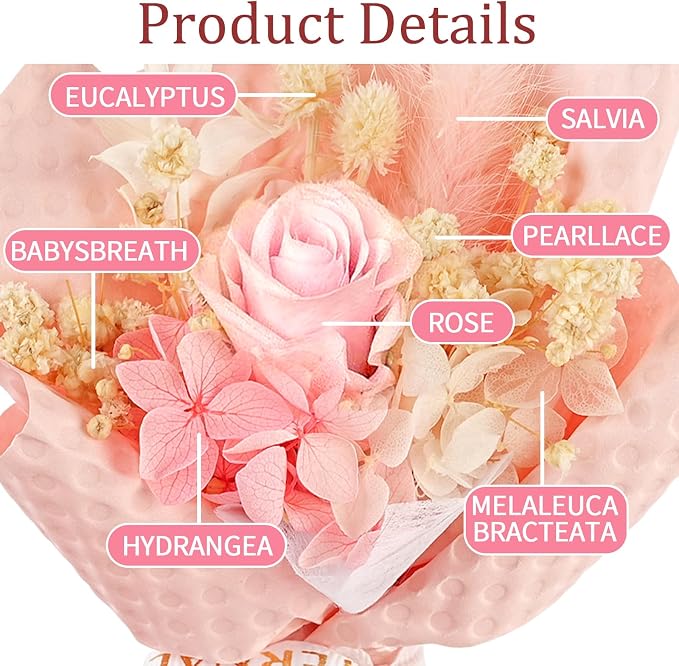Mini Flower Bouquet Car Air Vent Clips - Decorative Rose Bouquet with Fragrance Diffuser for Car Air Vent Dashboard, Floral Romantic Auto Pink Car Accessories Gift for Women (Pink)