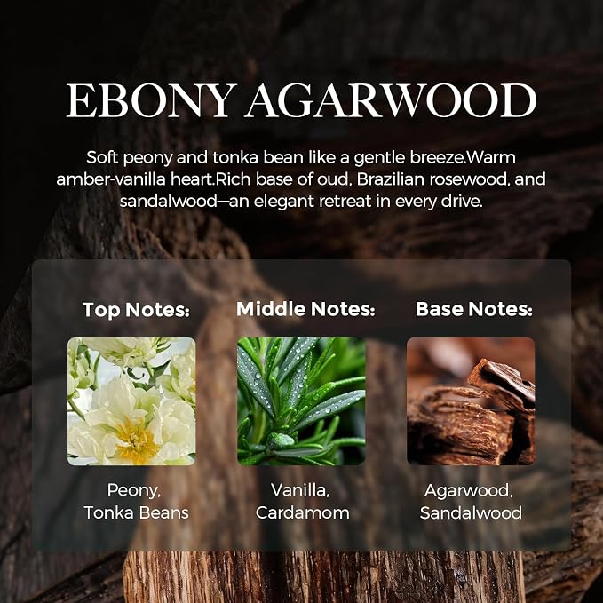 Car Air Freshener Hanging Diffuser with Natural Essential Oil, Ebony Agarwood Scent Car Fresheners, Long Lasting Car Smell Air Fresheners, Car Air Fresheners for Women & Men (Ebony Agarwood)
