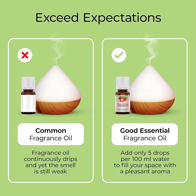 Good Essential 10 ml Oils – Premium Strawberry Fragrance Oil – Perfect for Candles, Slime, Soap Making, Diffuser – 0.33 fl oz, 10 ml