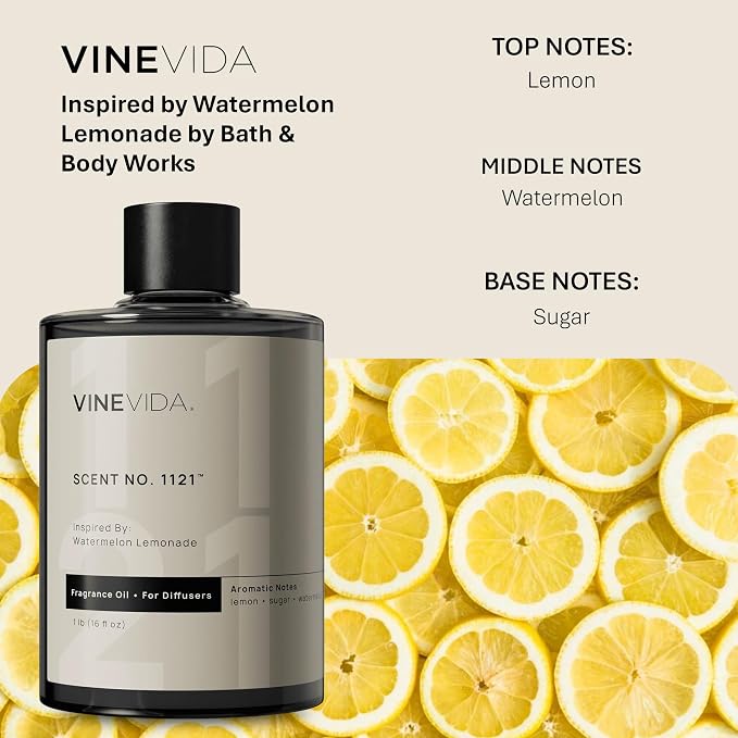 VINEVIDA [16 Fl Oz] Watermelon Lemonade Fragrance Oil for Cold Air Diffusers, Essential Oils for Diffuser Oil Refill & Air Freshener Room Spray