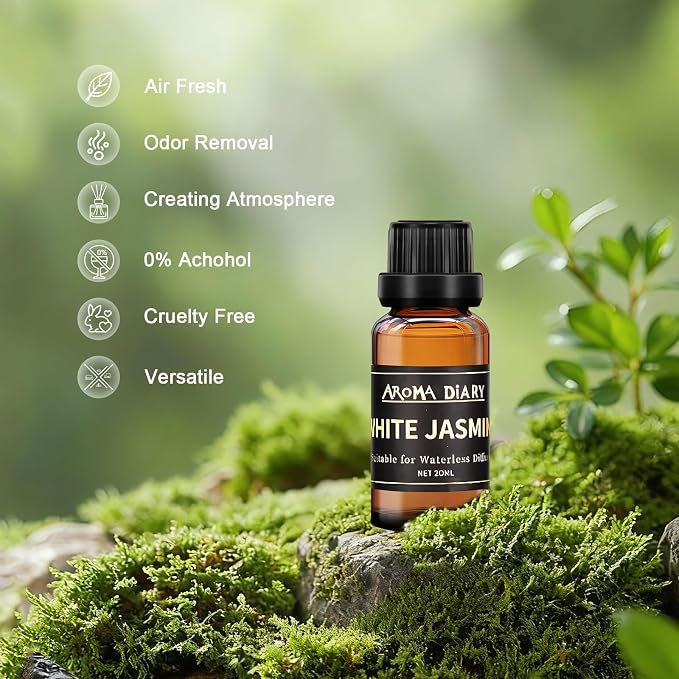 Essential Oil Set for Diffuser, 6x0.66fl oz Fragrance Oil Refill | Waterless Diffuser, Candle Making, Home Car Office Hotel, White Tea White Jasmine Sea Breeze, Aromatherapy Gift