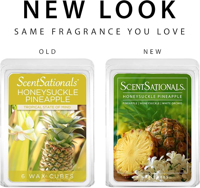 ScentSationals Honeysuckle Pineapple Scented Wax Melts - Pineapples, Honeysuckles, & White Orchid, 10oz (24 Cubes)