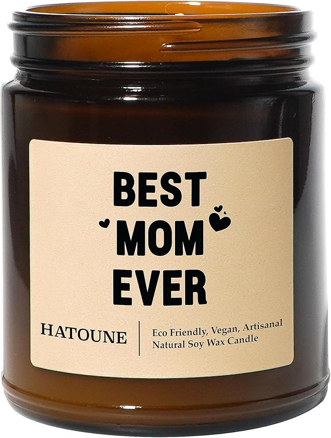 Lavender & Sage Scented Soy Candle, Best Mom Ever, Made in USA, Hand Crafted, 40-50 Hour Burn Time, 7.2 oz Amber Jar