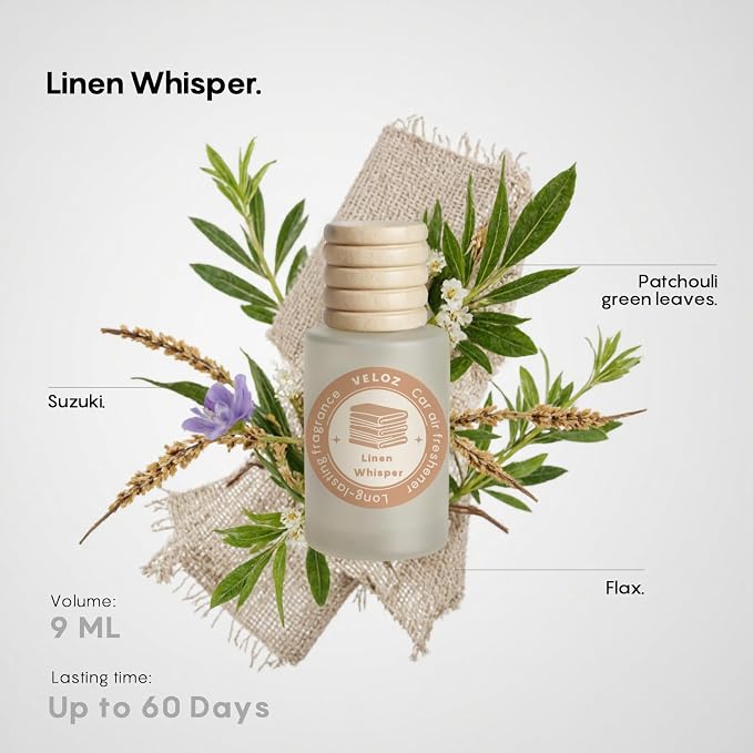 Car Air Freshener-Linen Whisper Scent Car Fresheners Long Lasting Essential Oil Car Diffuser- Cute Car Accessories for Women Interior without Methyl Carbitol&Hexylene Glycol