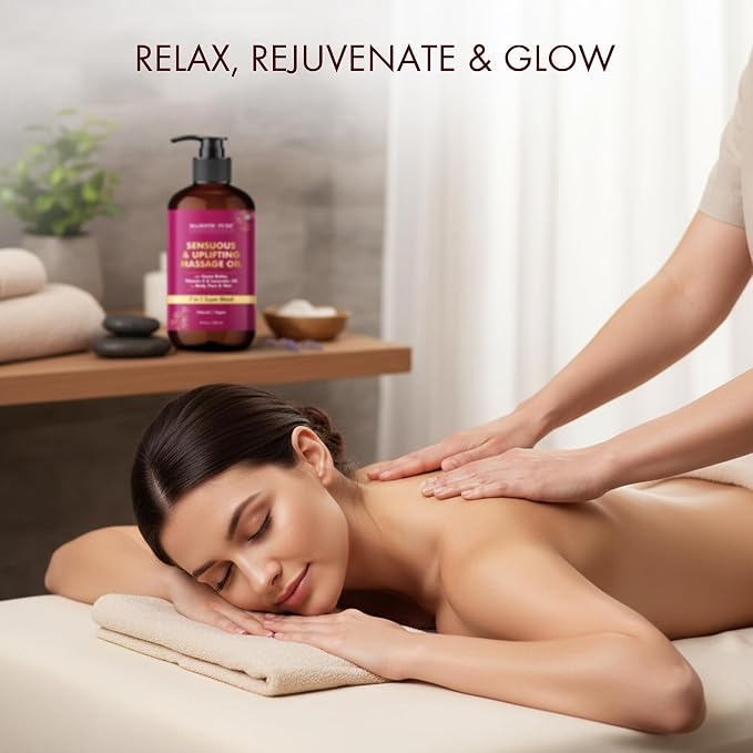 MAJESTIC PURE Cocoa Massage Oil for Massage Therapy - Refreshing, and Relaxing - Natural Oils with Cocoa Butter, Vitamin E & Lavender Oil - for All Skin Types - Men and Women Massage Lotion - 8 fl oz