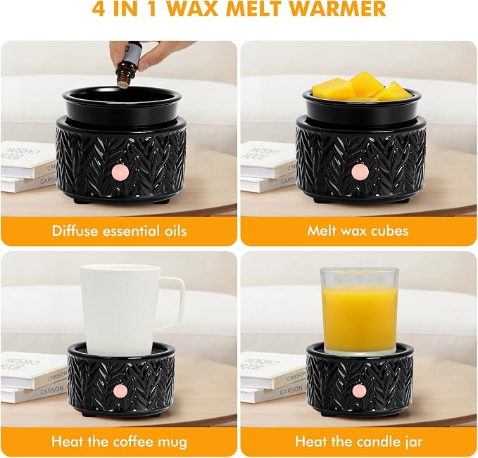 EQUSUPRO Wax Melt Warmer for Scented Wax Melts- Electric 4 in-1 Ceramic Candle Wax Warmer Burner Fragrance Wax Melter for Home Office Bedroom Living Room Decor & Gifts for Women