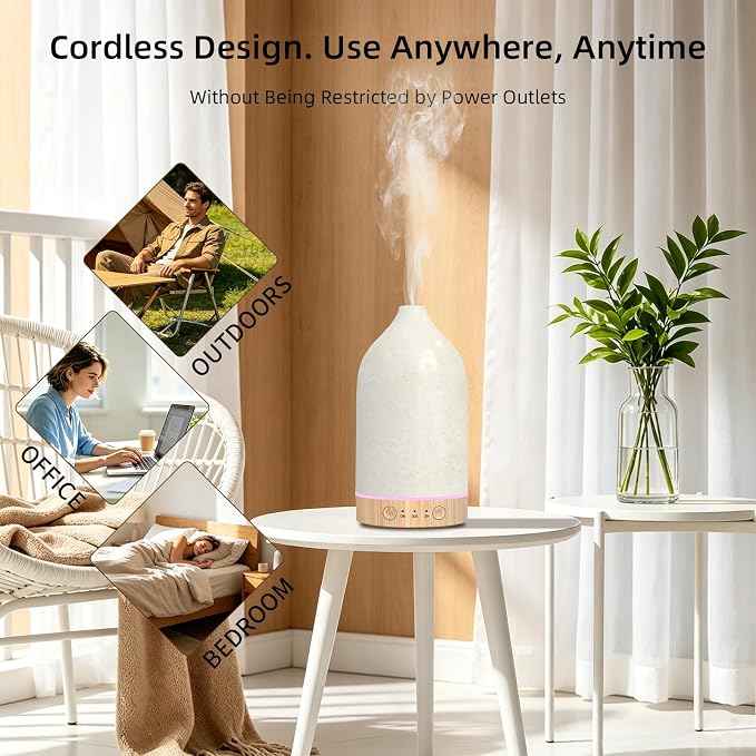 SPLITSKY Cordless Essential Oil Diffuser 150ML, Portable Rechargeable Aromatherapy Diffuser with 7-Color LED Light, Quiet Operation & Auto-Off, 3 Timer Settings, for Bedroom, Home, Travel